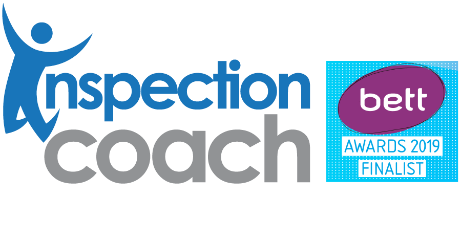 Inspection Coach Logo features a positive jumping figure. Accompanied by a Bett Awards 2019 Finalist logo.